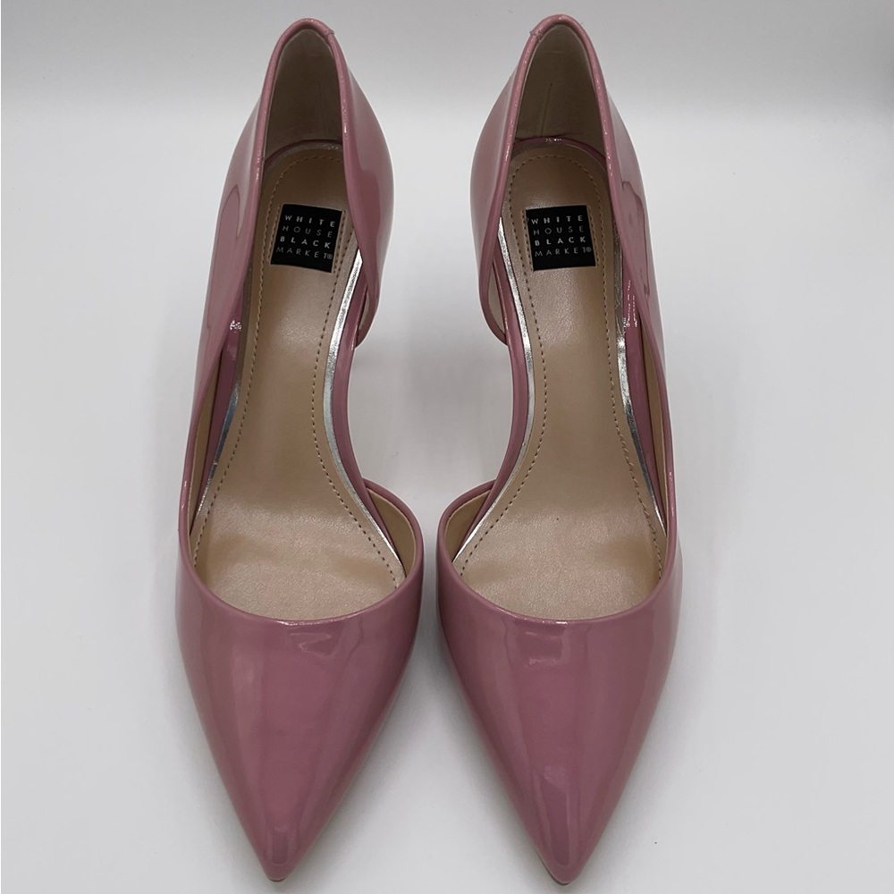 White House Black Market “Ella” Patent Leather Mid Heel~7.5~Mineral Pink~NEW!